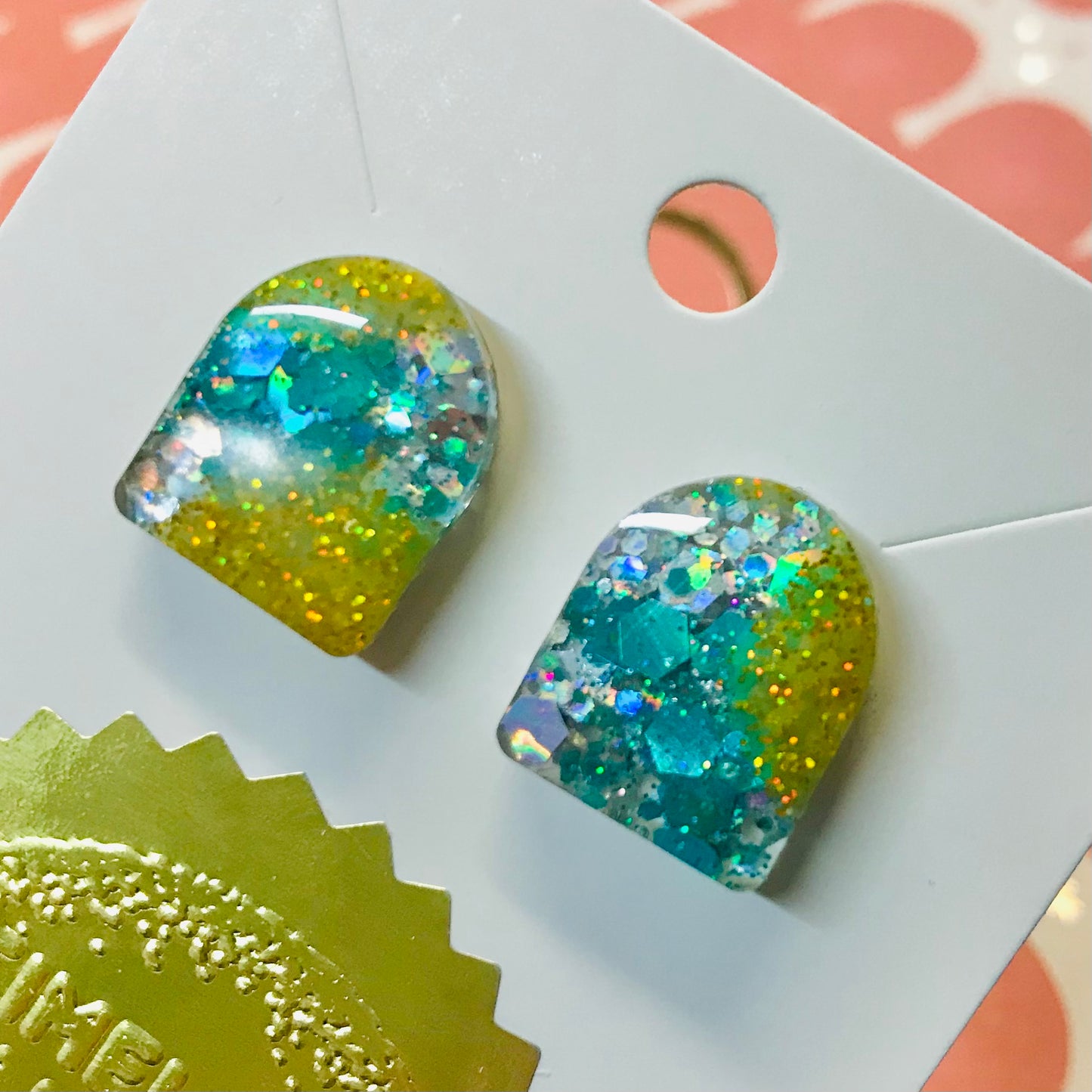 Novelty Resin Sparkle Stud Earrings