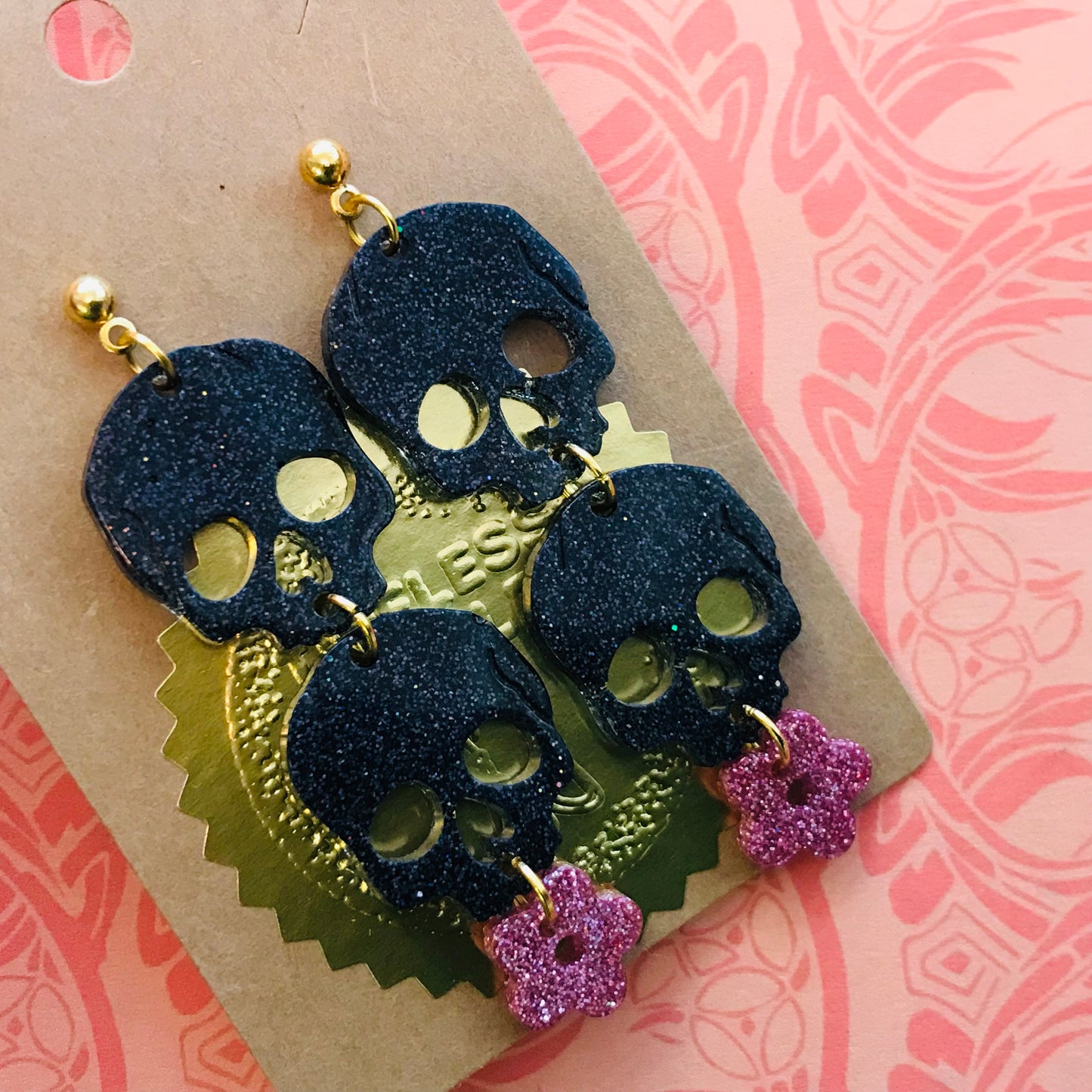 Novelty Resin Sparkle Dangle Earrings - Halloween