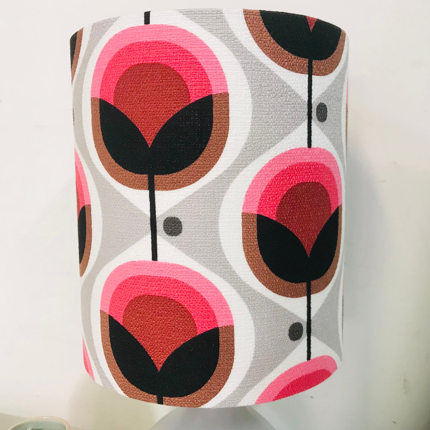 Custom Lamp Shade only - Barkcloth Geo Flower in Pink