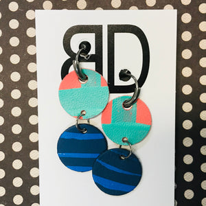 Hand painted leather bold statement earrings - Interchangeable Huggies
