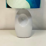 White Ceramic Table Lamp with Pablo in Blue Shade