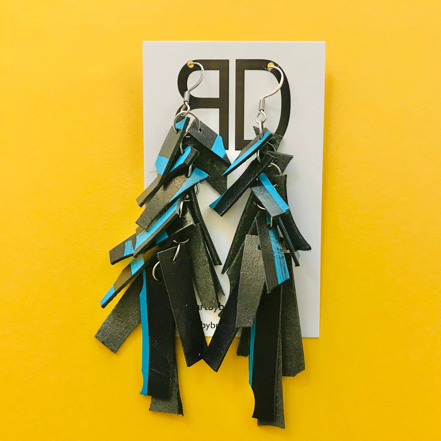 Hand painted leather bold statement earrings - The Tassle