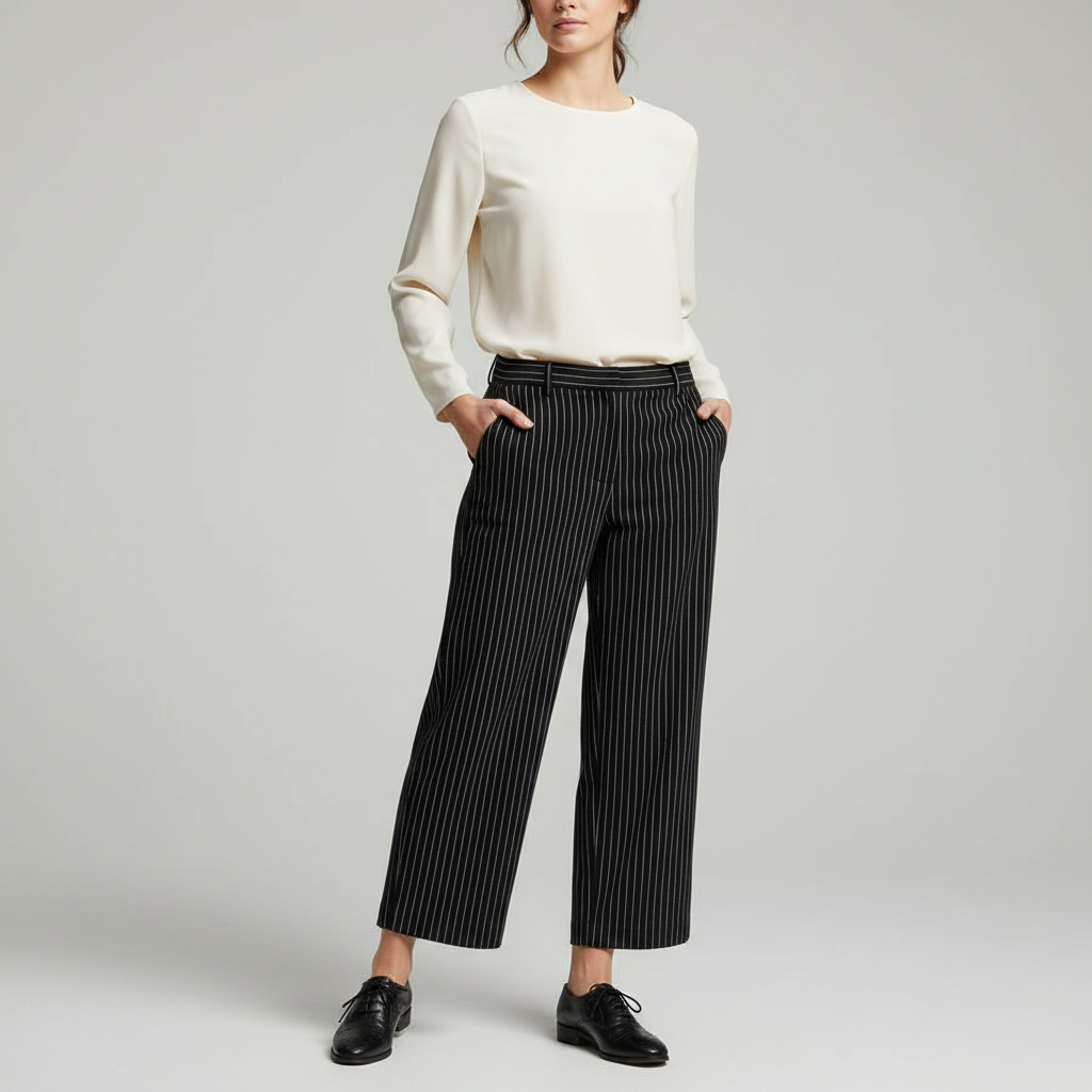 Women's Handmade Band Pants - Pinstripe