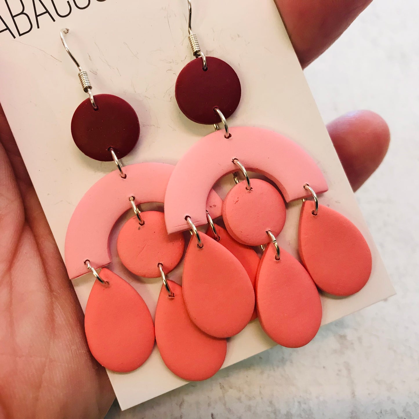 Handmade Polymer Clay Earrings - Halo Teardrops