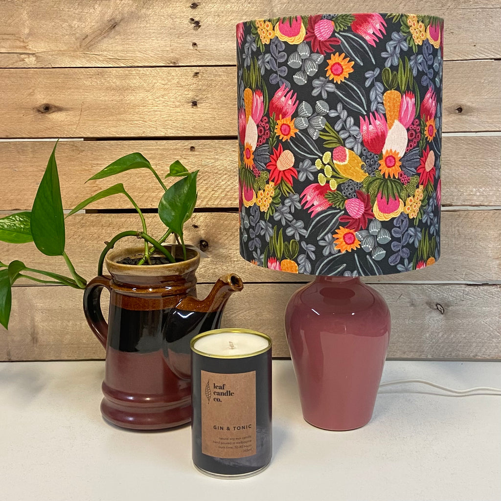 Ceramic Lamp with Native Posy Shade ﻿- PAIR AVAILABLE -