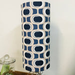 Barkcloth Blue Orb Rocket Column Lamp