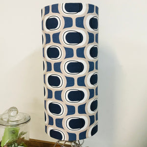 Barkcloth Blue Orb Rocket Column Lamp