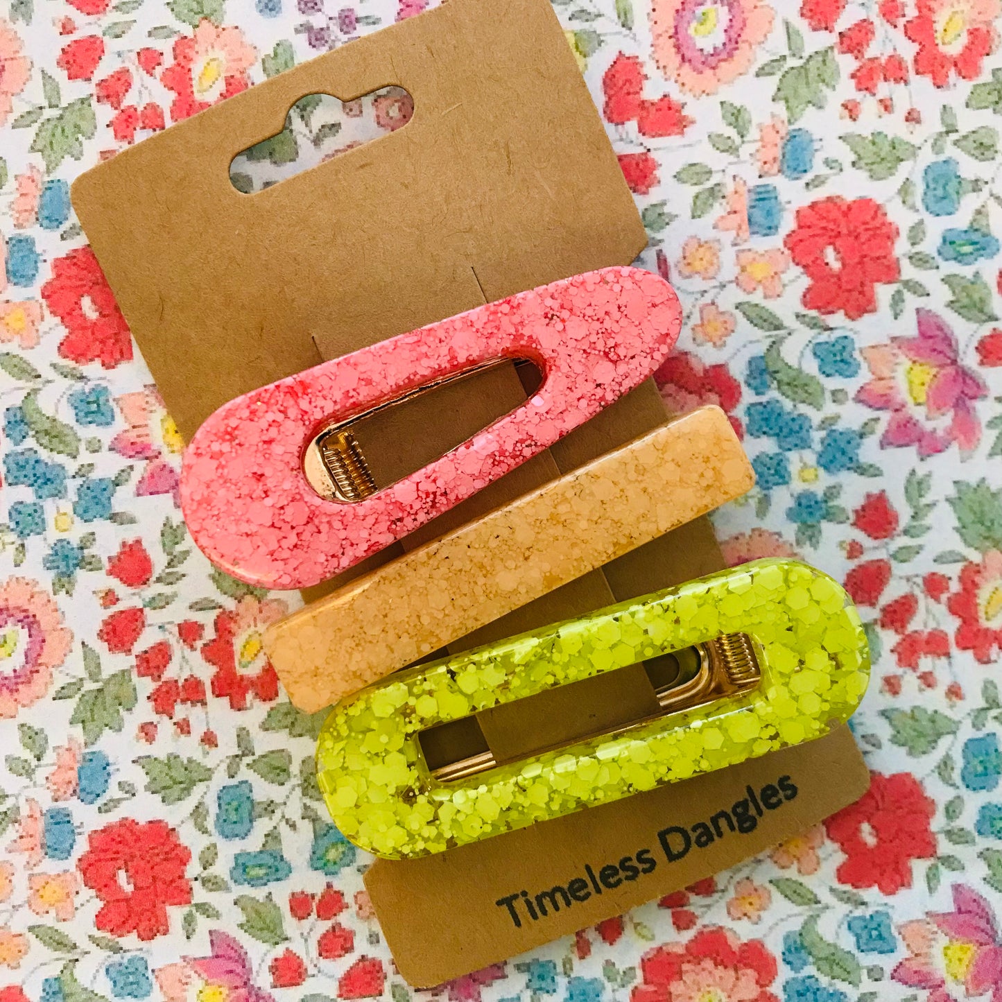 Resin Sparkle Hair Clips - Set of 3