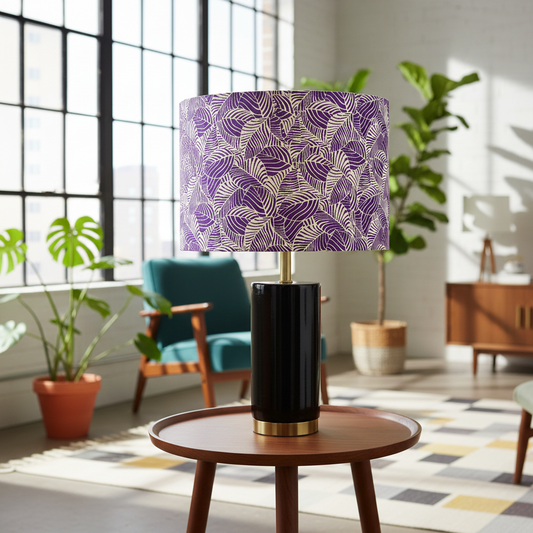 Custom Lamp Shade only - Purple Leaves
