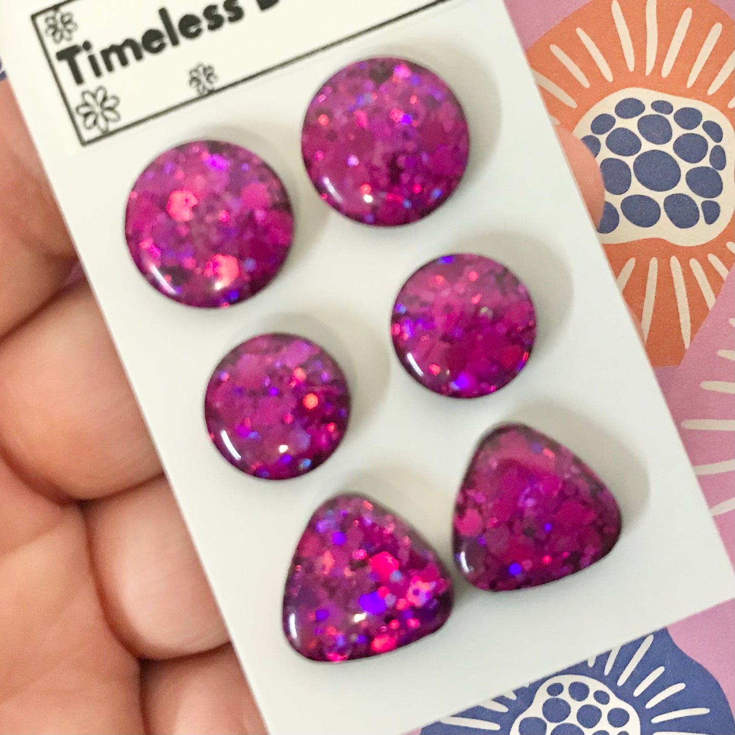 Novelty Resin Sparkle Stud Earrings - triple pack