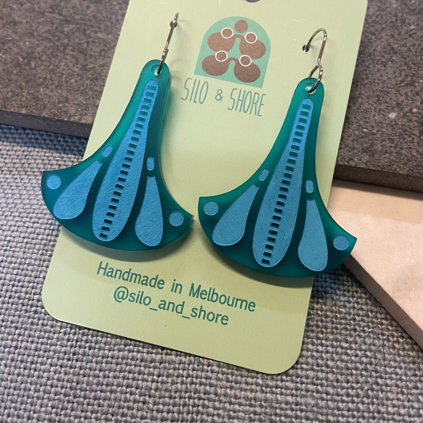 Art Deco Acrylic Earrings - Large Fan Hooks