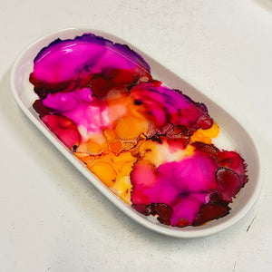 Alcohol Ink Detail Porcelain Oval Tray
