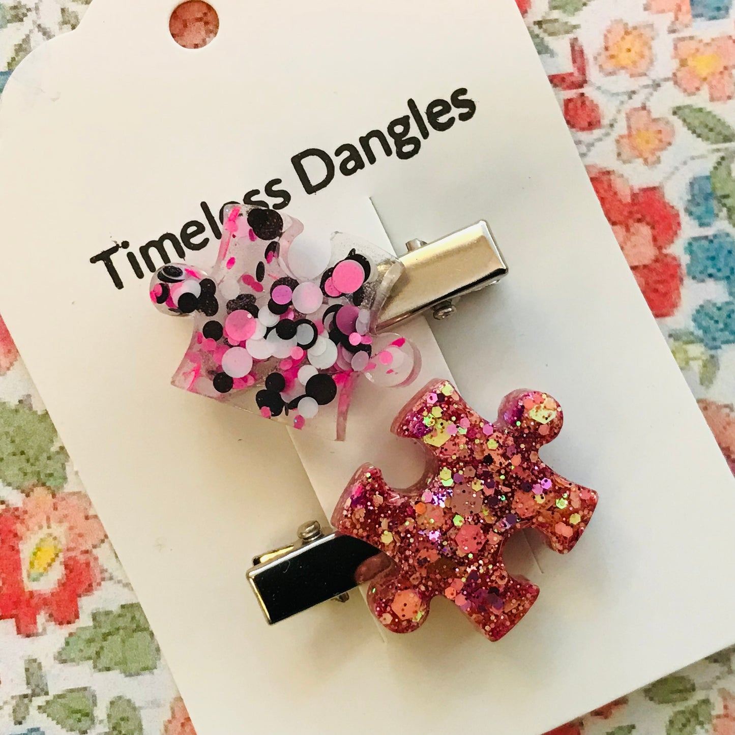 Resin Sparkle Hair Clips - Mini Set of 2