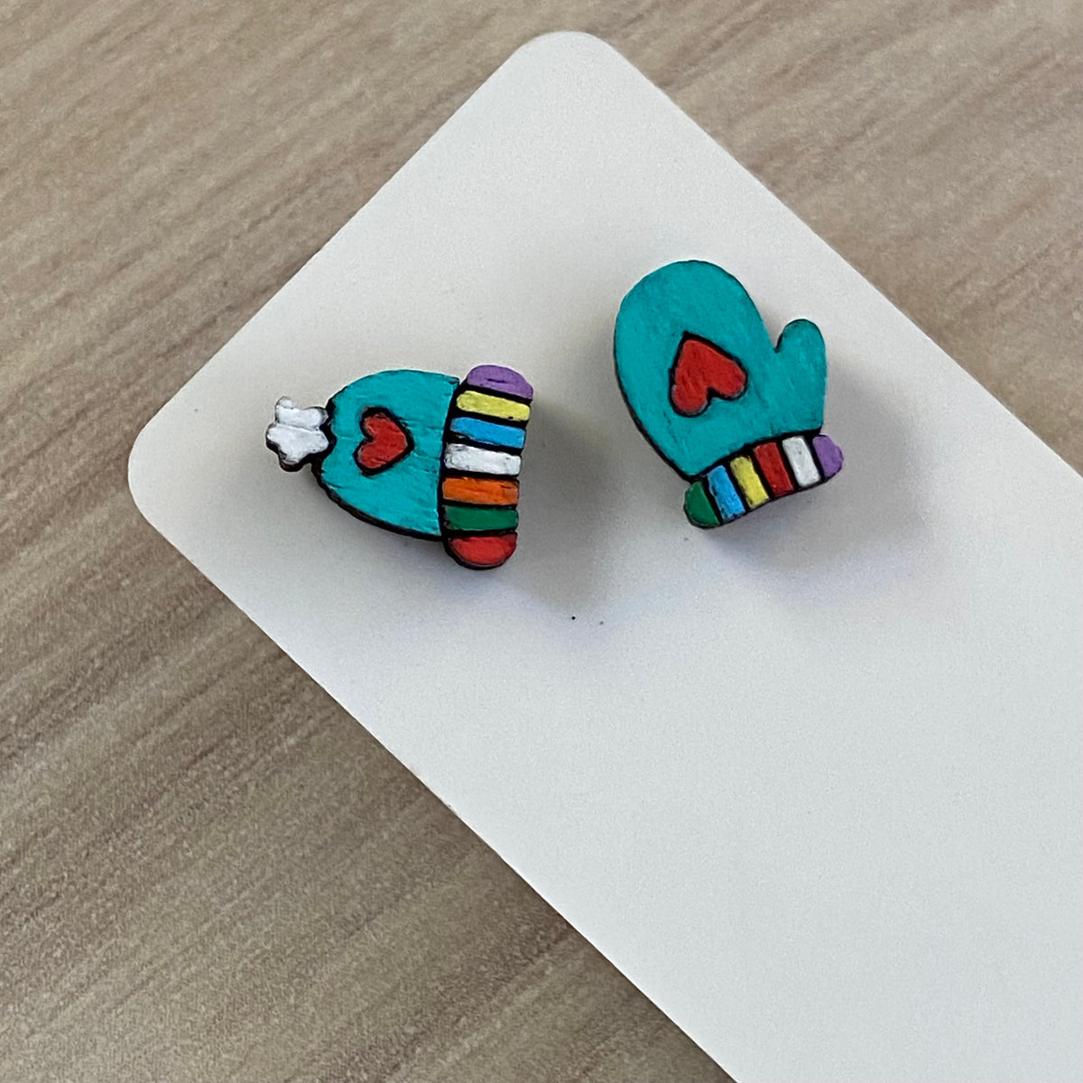 Novelty Studs Earrings - Graphic Wood