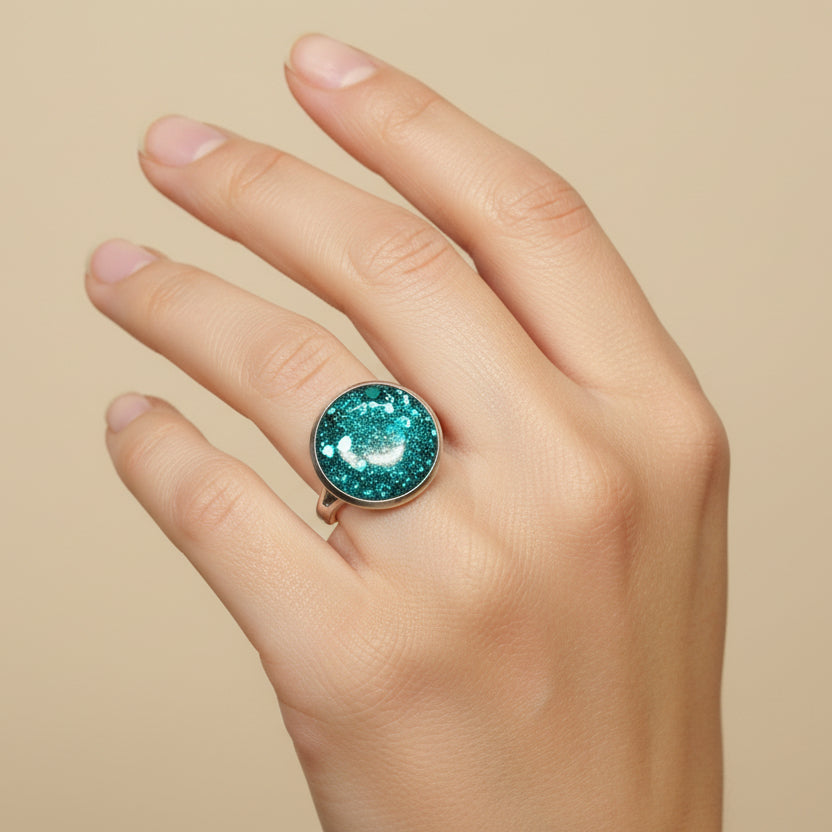 Resin Sparkle Adjustable Rings