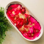 Alcohol Ink Detail Porcelain & Bamboo Oval Tray
