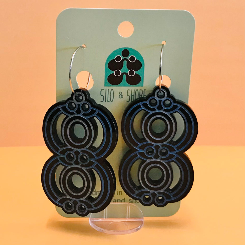 Art Deco Acrylic Earrings - Lanterns Doubled