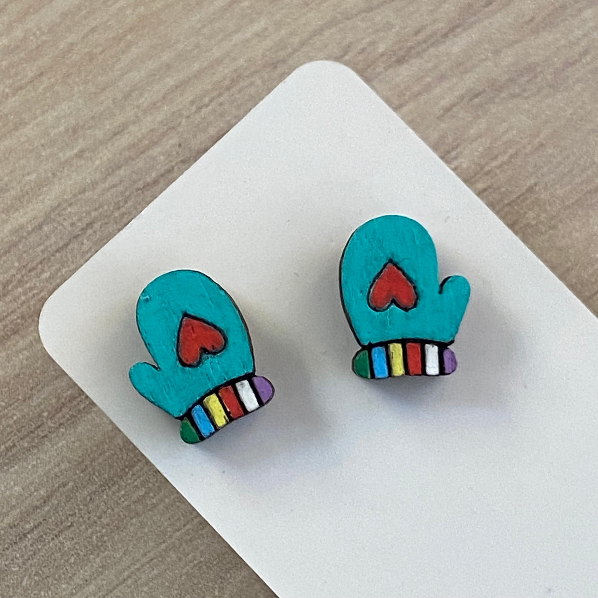 Novelty Studs Earrings - Graphic Wood