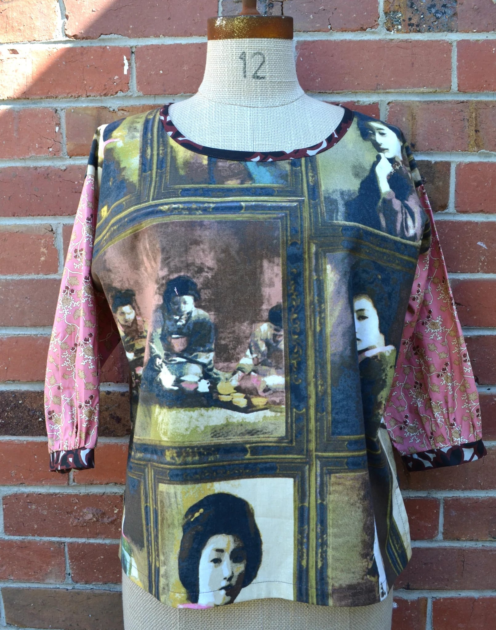 Women's Handmade Cotton Top - Geisha Tea Party
