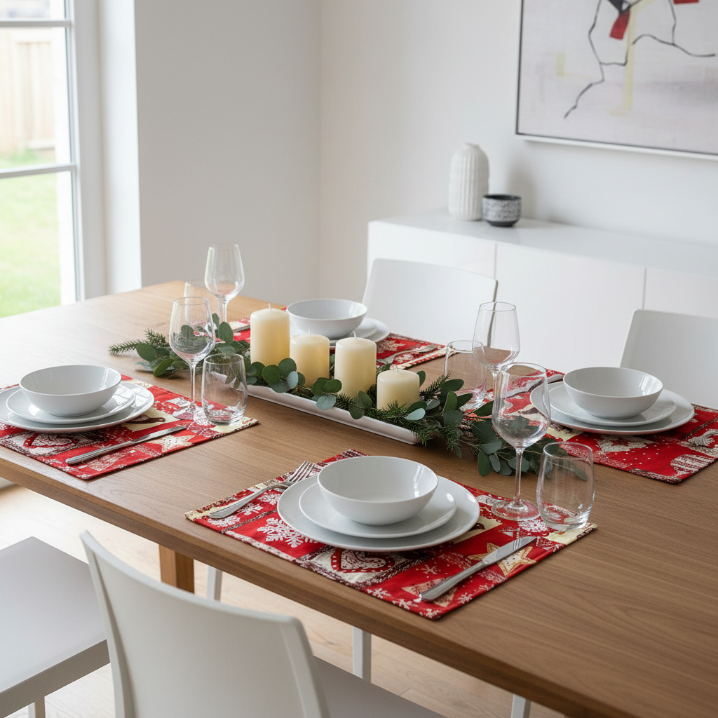 Reversible Christmas Placemats - Christmas with Mocha on Reverse (set of 4)