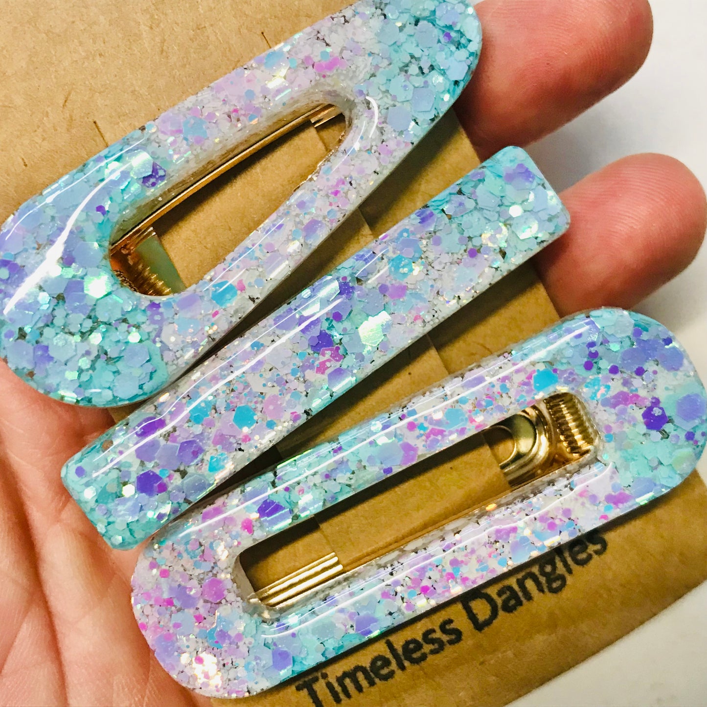 Resin Sparkle Hair Clips - Set of 3