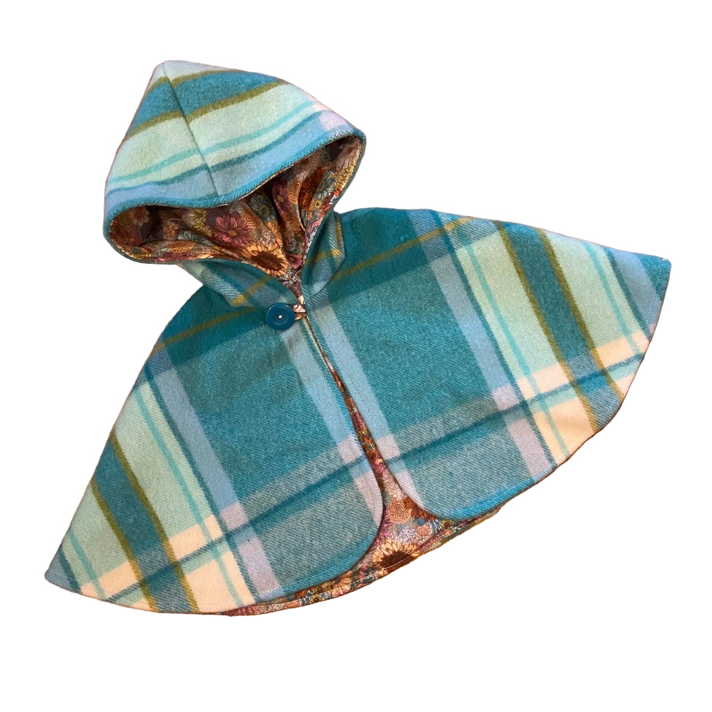 Vintage Blanket Woollen Cape - Blue