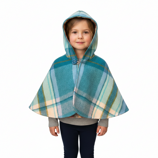 Vintage Blanket Woollen Cape - Blue