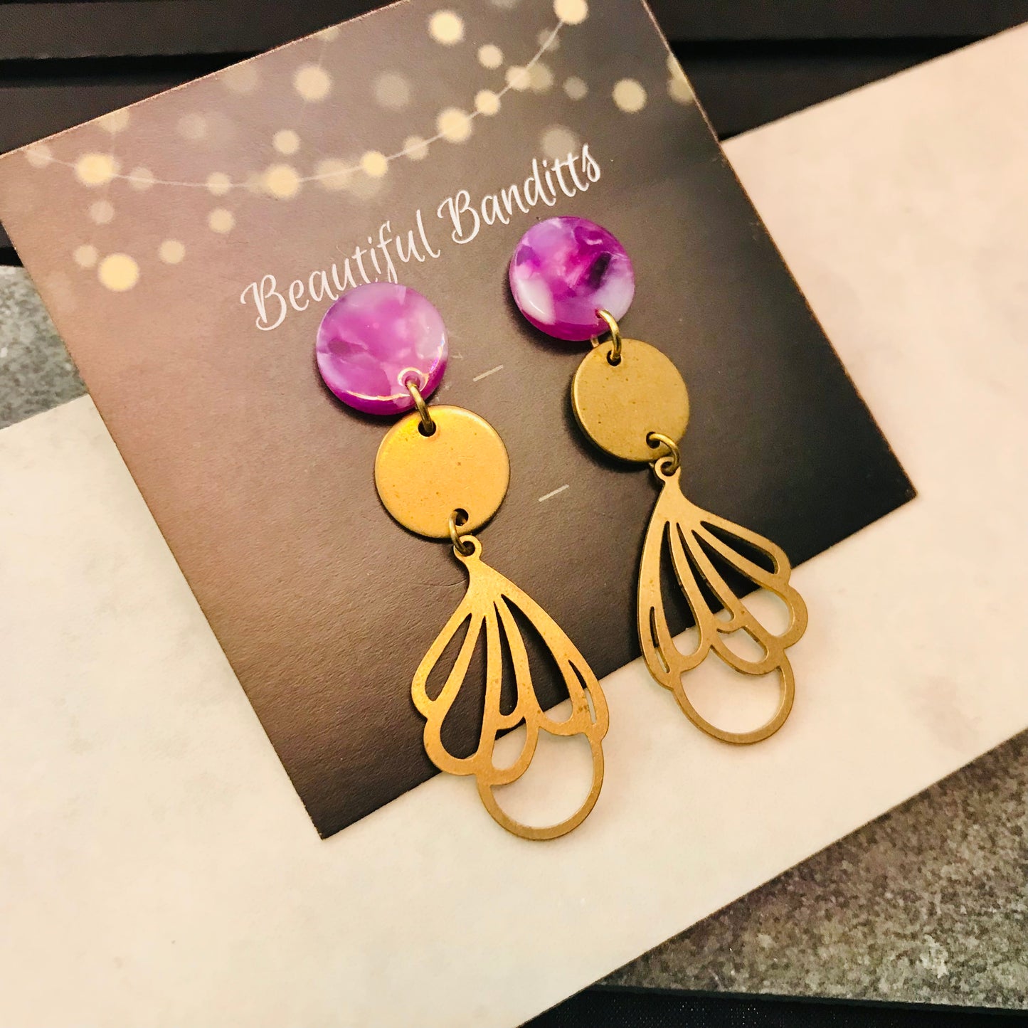 Mixed Metal and Resin Earrings - small