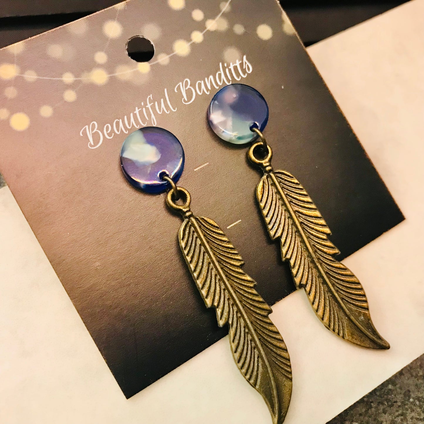 Mixed Metal and Resin Earrings - small