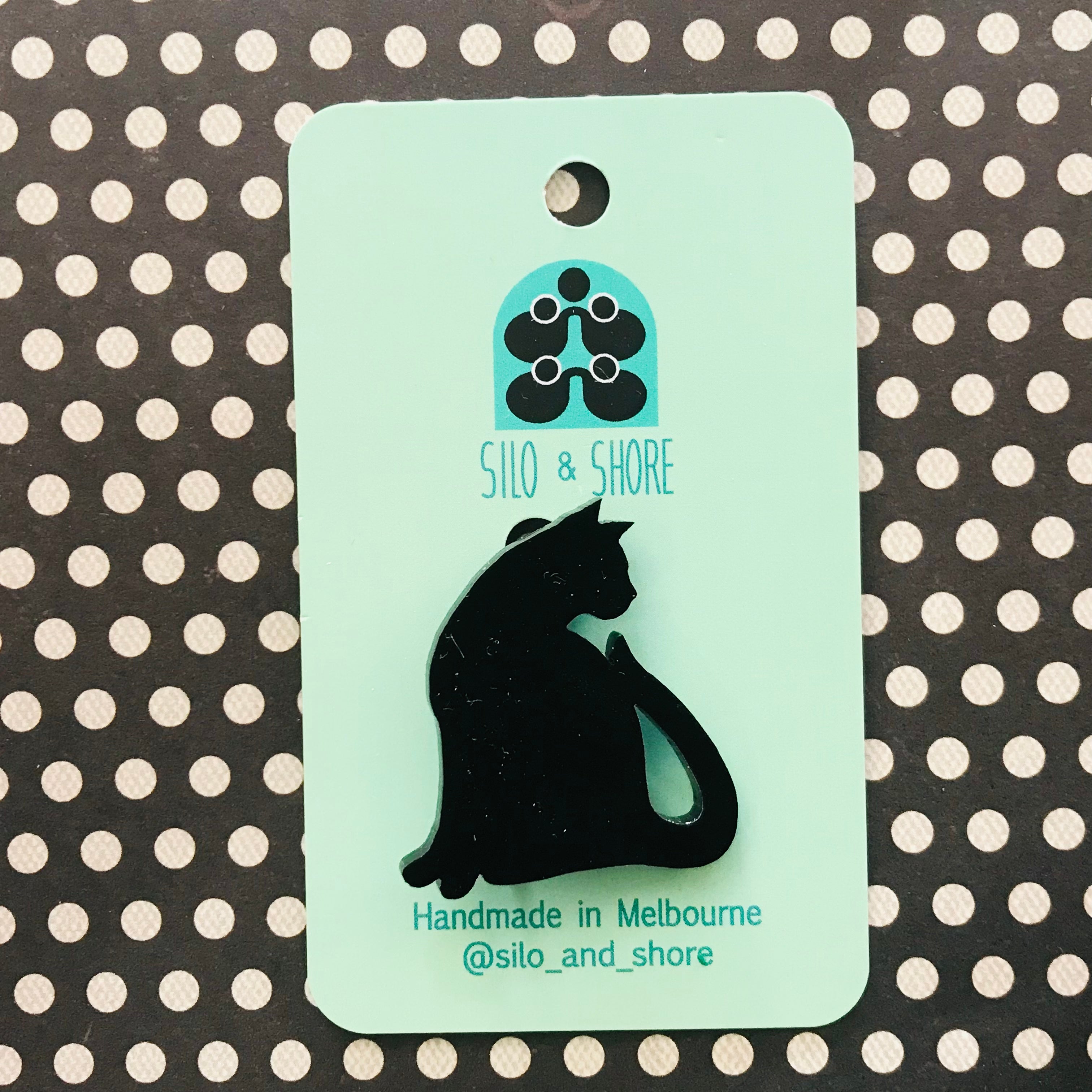 Art Deco Acrylic Brooch - Cats