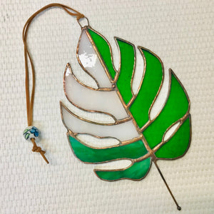 Handmade Glass Suncatcher - Monstera Leaf