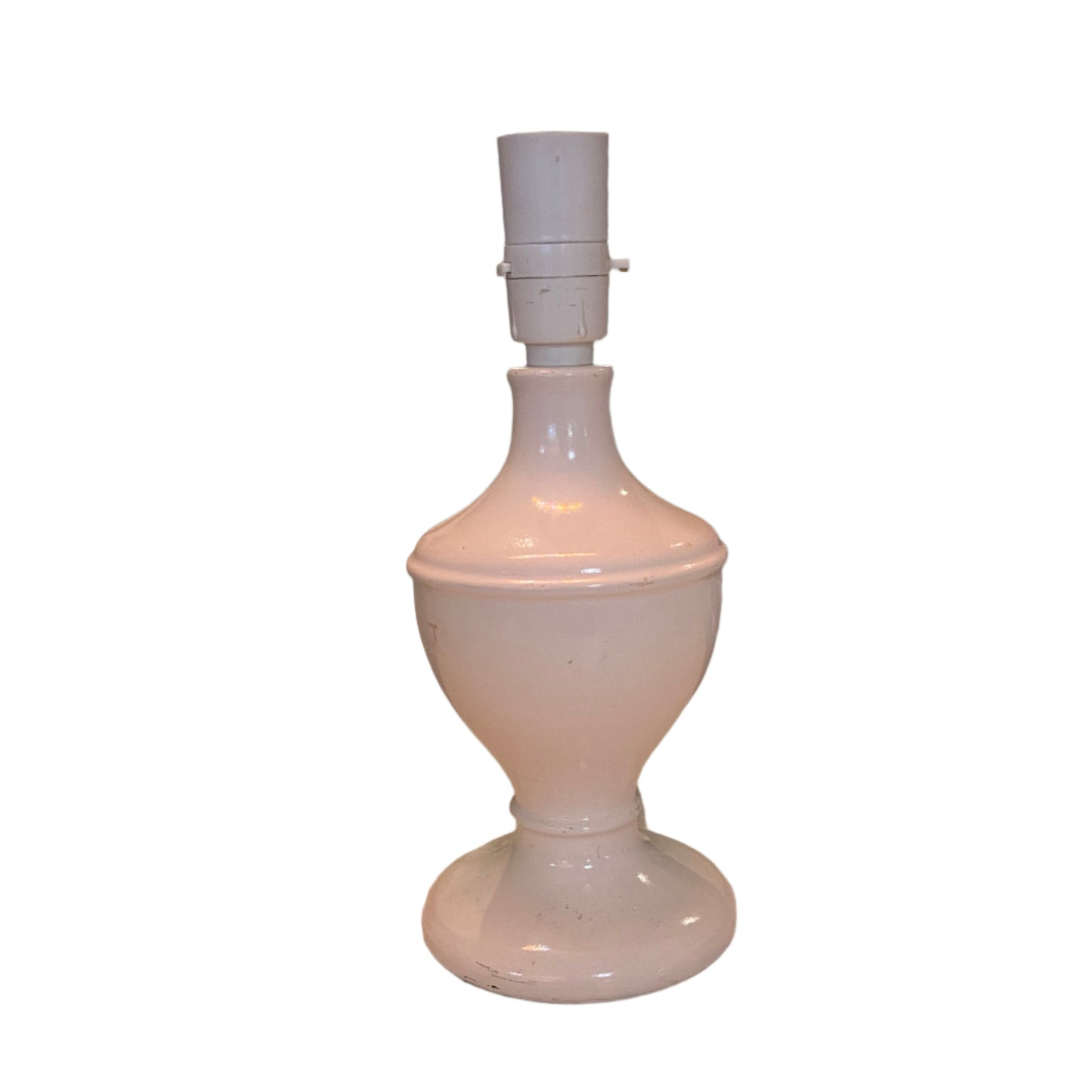White table lamp on a wooden 