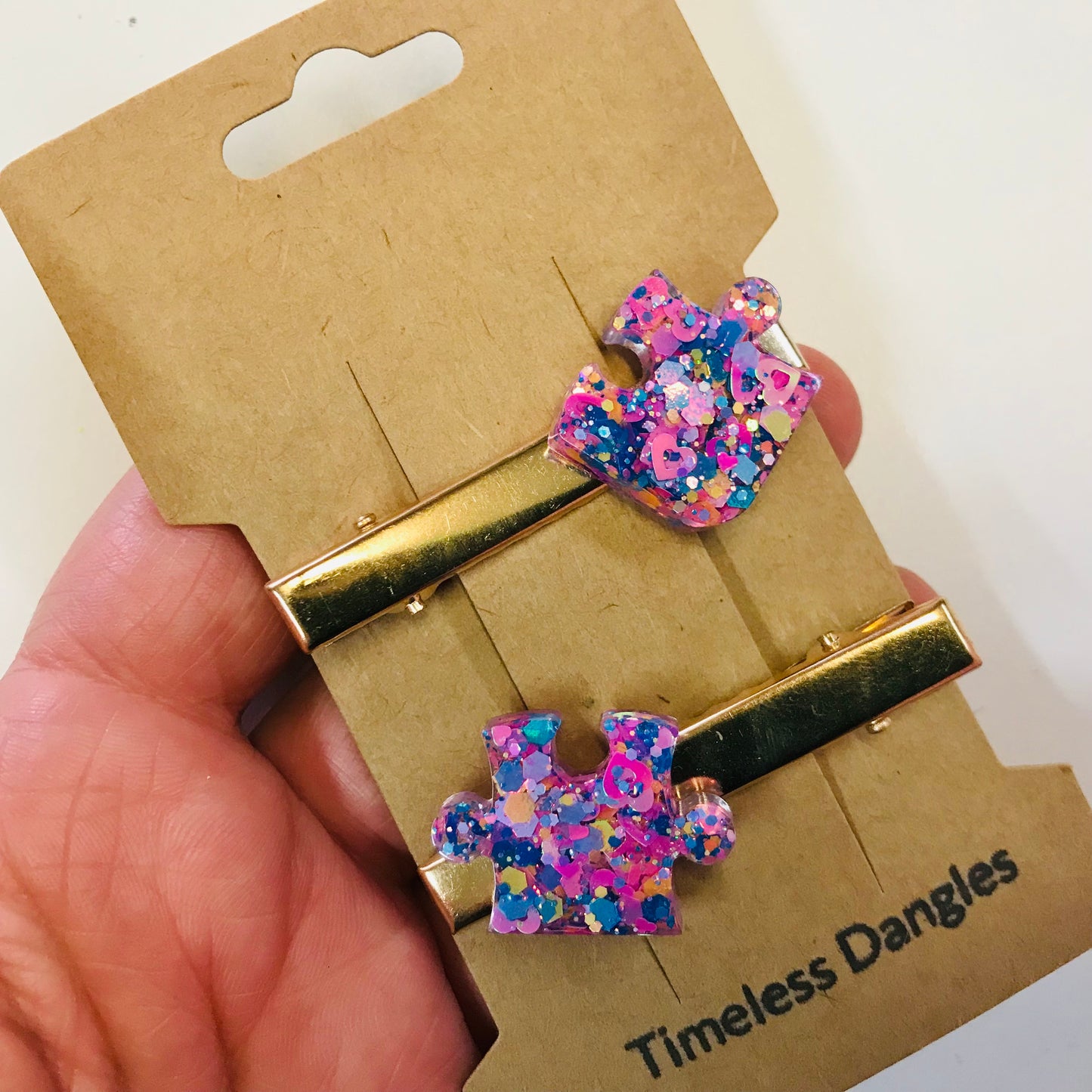 Resin Sparkle Hair Clips - Mini Set of 2