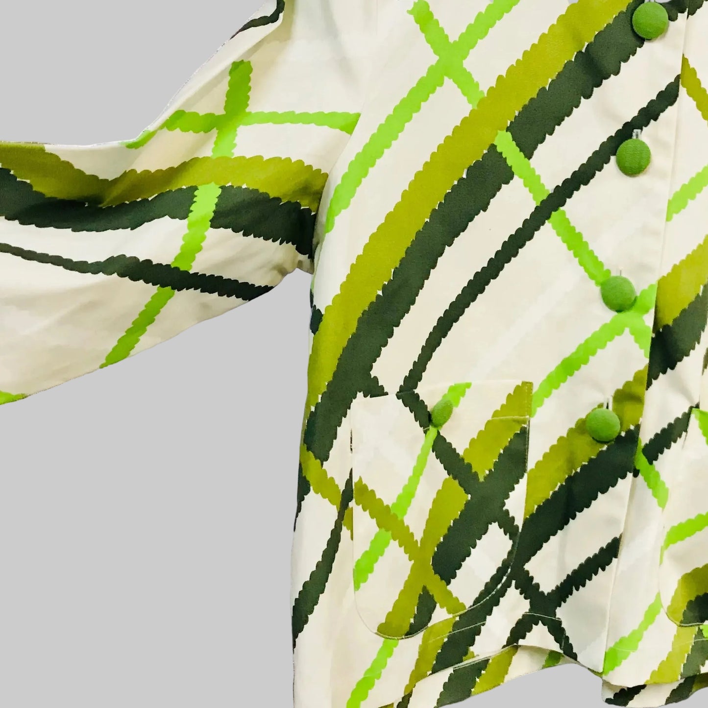 Women's Handmade Meander Jacket - Green Lattice