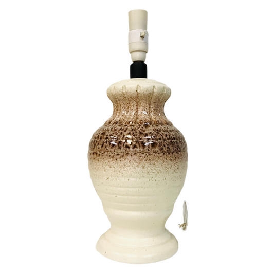 Lamp Base Only - Mid Century Modern Mottled Cream Pottery Lamp Base
