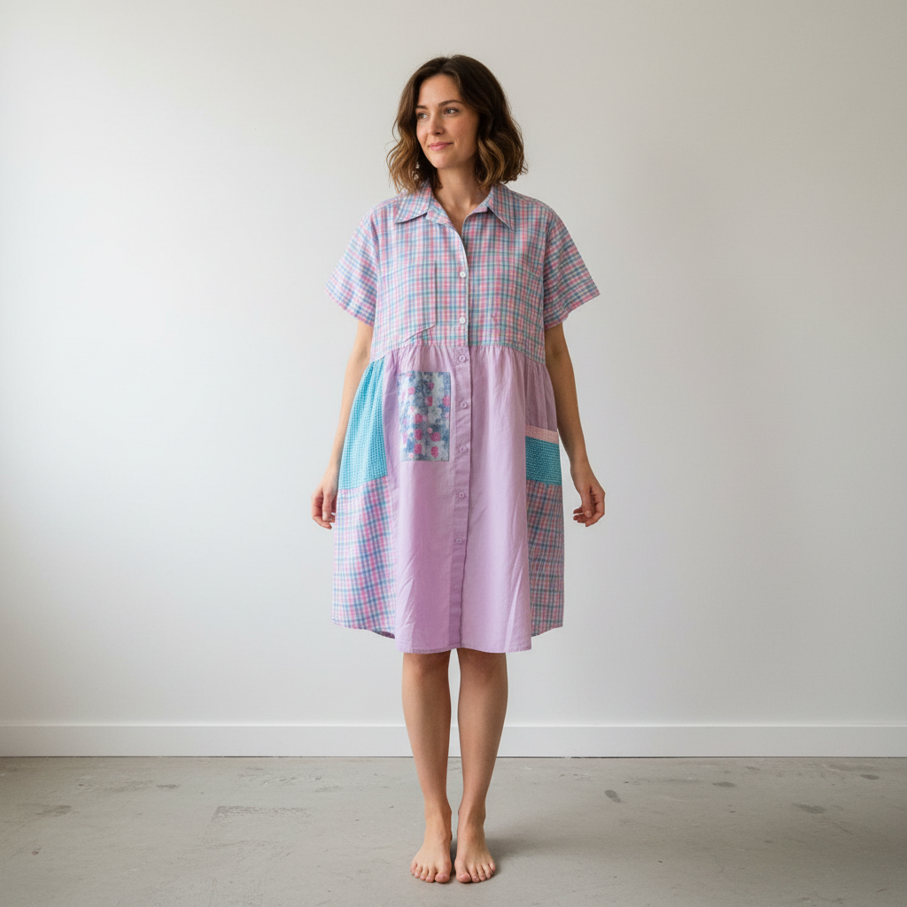 Scarecrow Dress - Baby Blue & Pink