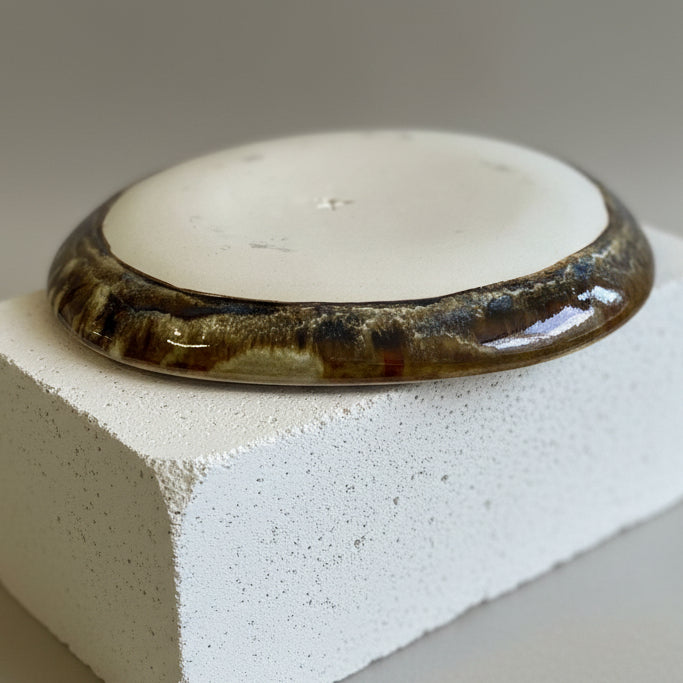 Handcrafted Pottery SAP Plate - Brown & Yellow Swirl