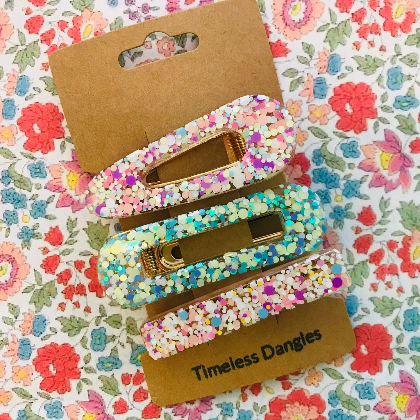 Resin Sparkle Hair Clips - Set of 3