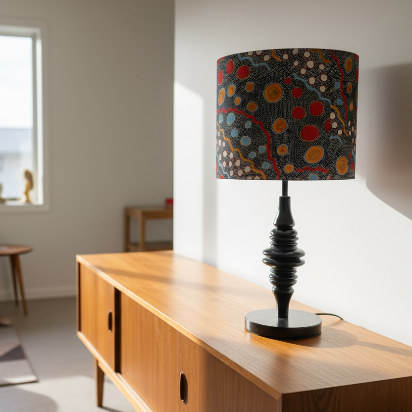 Black Bobbled Table Lamp with Lappi Lappi Dreaming Shade