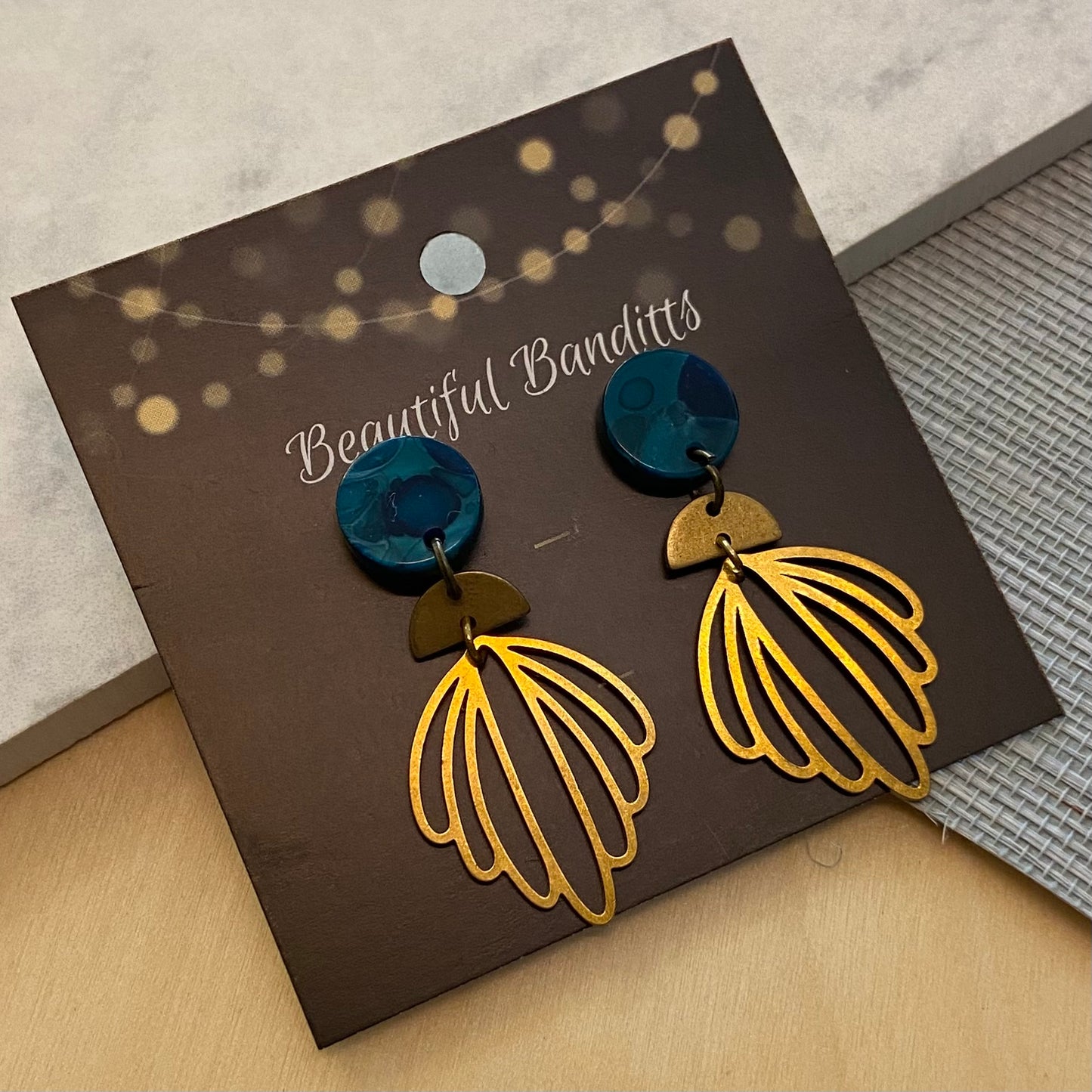 Mixed Metal and Resin Earrings - medium