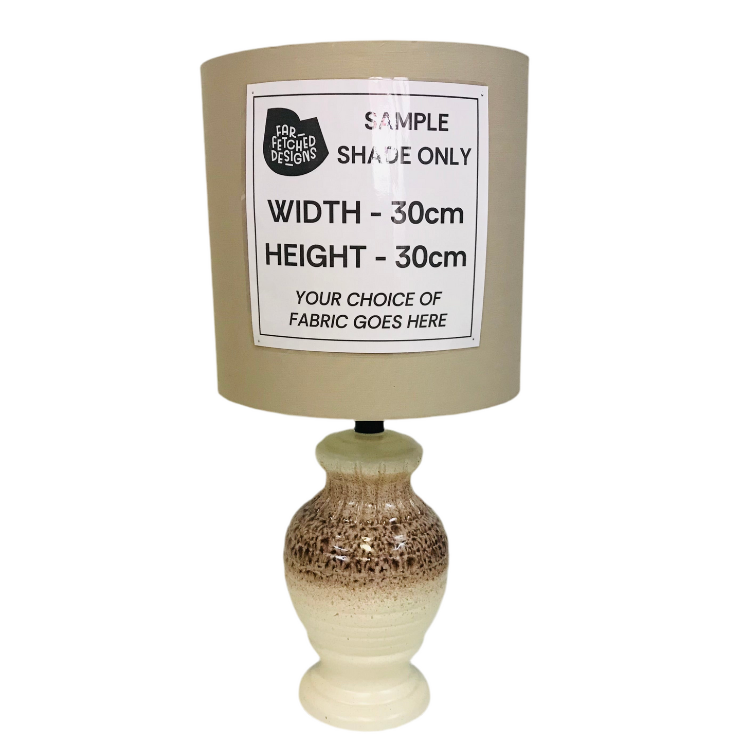 Lamp Base Only - Mid Century Modern Mottled Cream Pottery Lamp Base