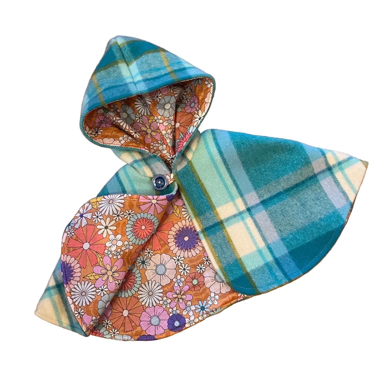 Vintage Blanket Woollen Cape - Blue