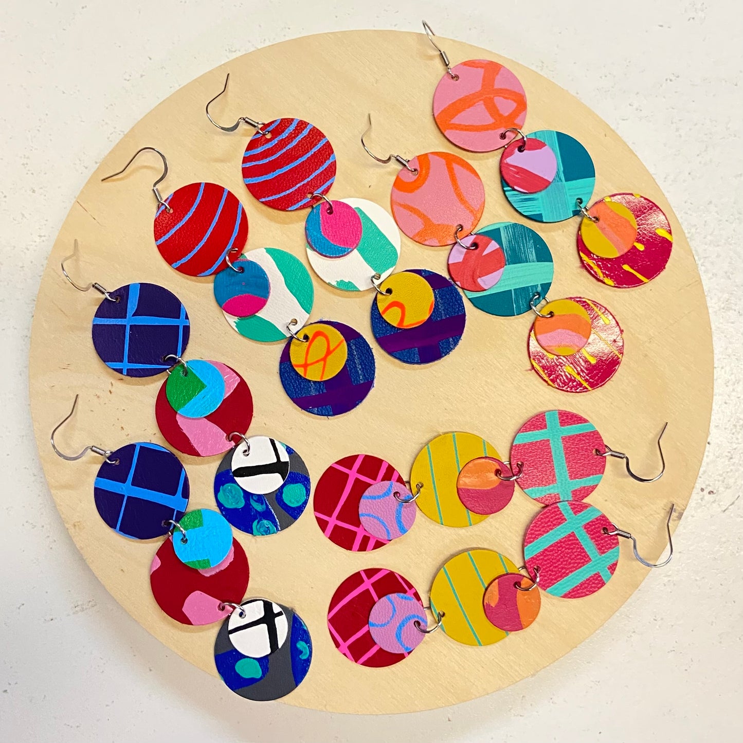 Hand painted leather earrings - The Droplet