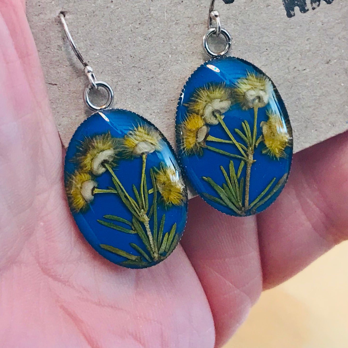 Australian flora Resin & Sterling Silver Earrings - large