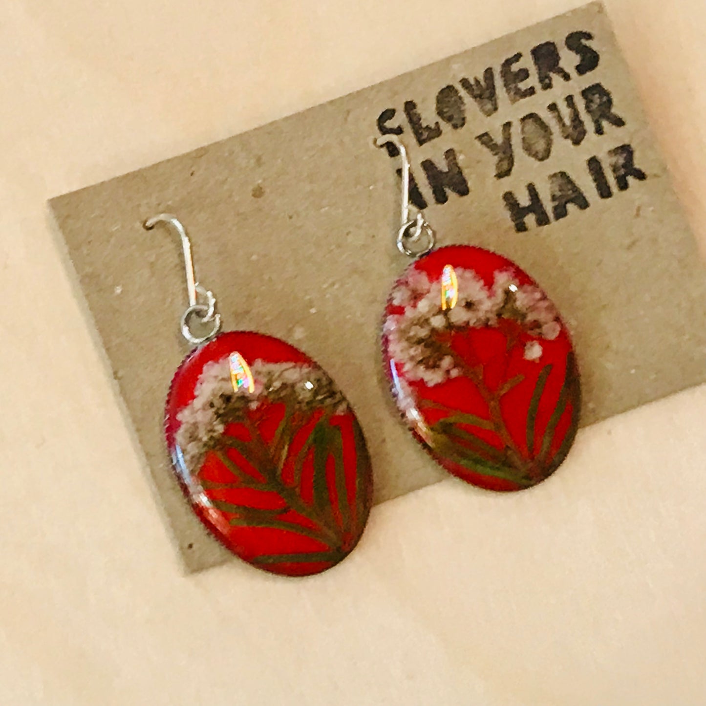 Australian flora Resin & Sterling Silver Earrings - large