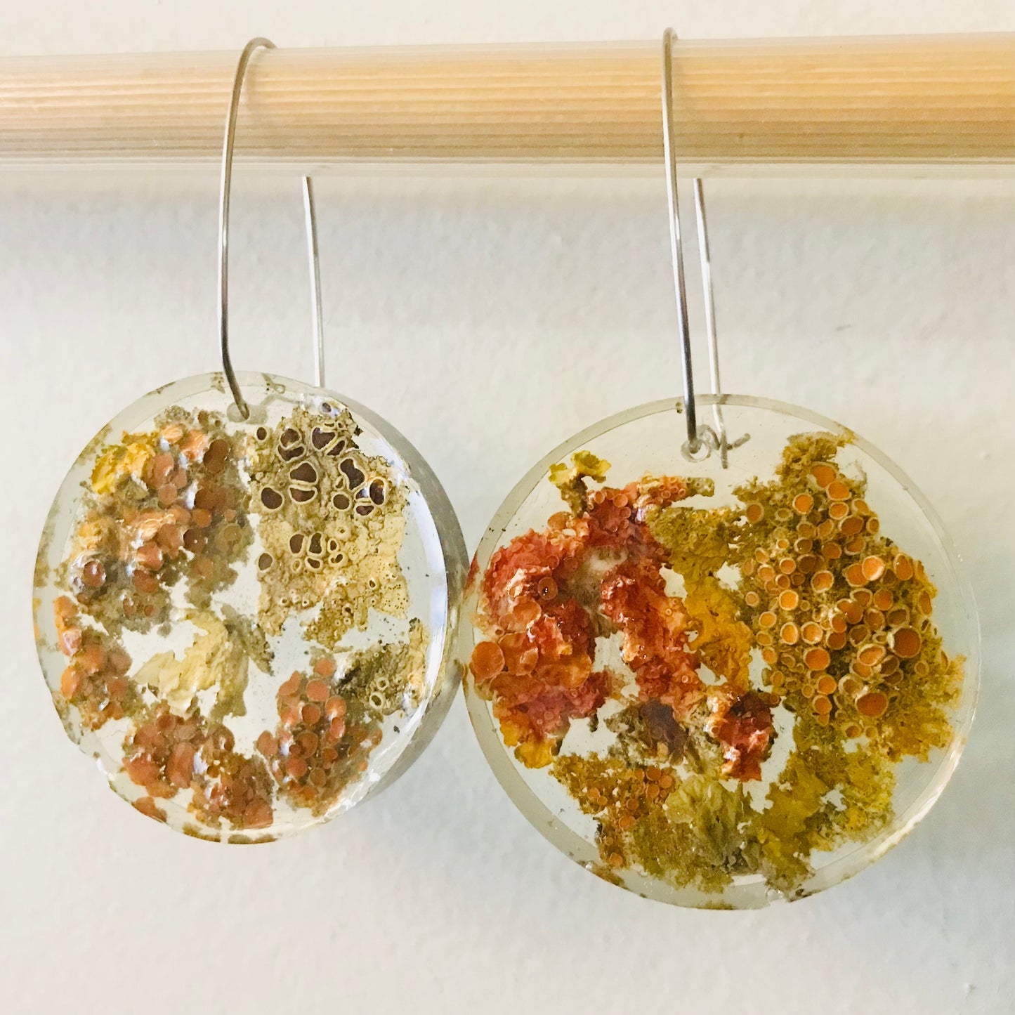 Clear Resin Lichen & Metal Shaving Earrings (large)