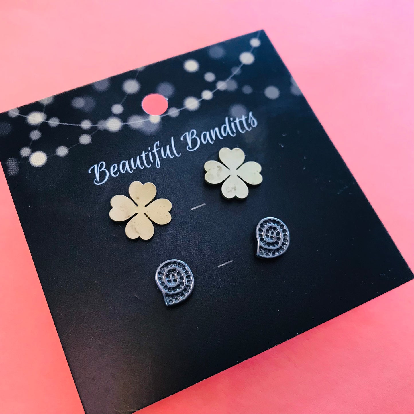 Mixed Metal Stud Earrings - Duo Set