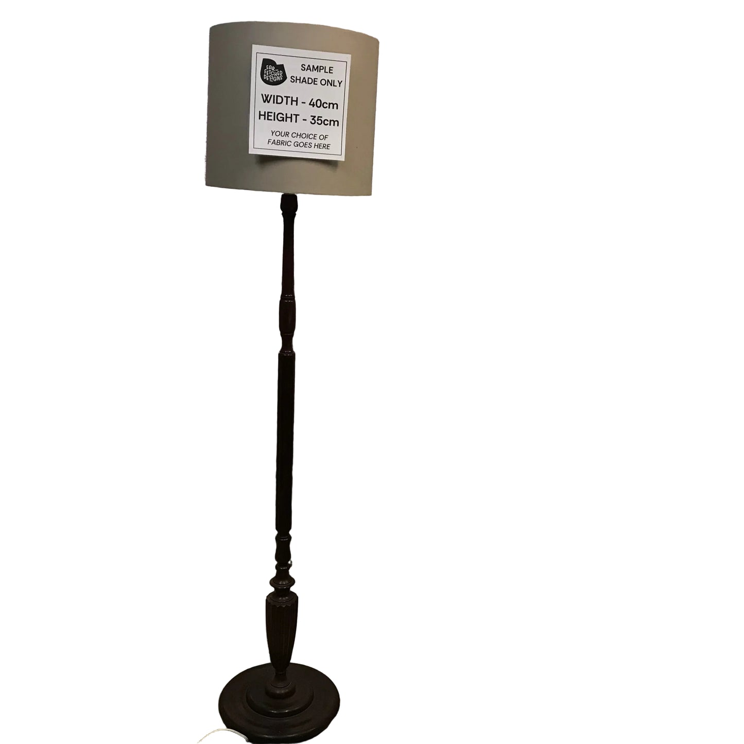 Floor lamp with measurement signs in a store setting
