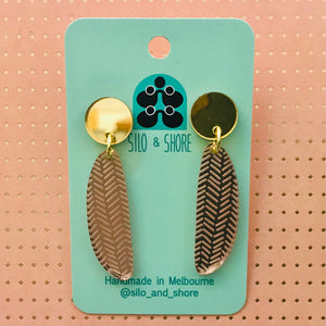 Art Deco Acrylic Earrings - Small Herringbone