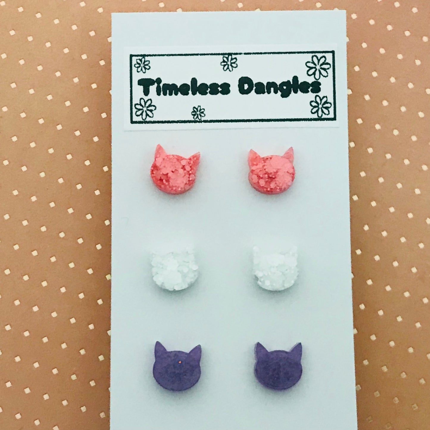 Novelty Resin Sparkle Stud Earrings - triple pack